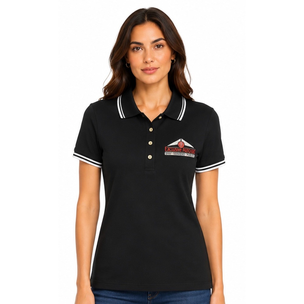 Blue Generation Polo Shirt Women Large Black New Exclusive Auto Logo Pique Short